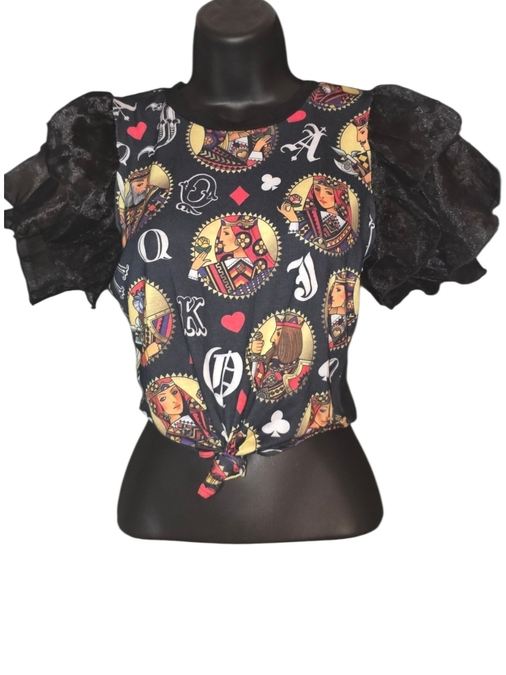 Fashion Nova Queen of Hearts Playing Card Crop Top - Size S